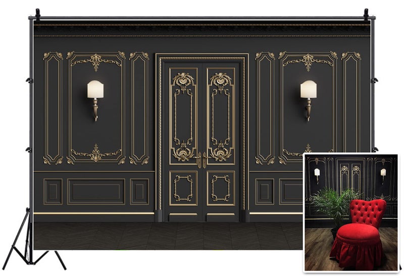 Leyiyi 9x6ft Vintage Room Inside Backdrop European Frame French Door Modern Castle House Cementery Wall Vintage Lantern Photo Background Cowboy Kids Birthday Portrait Studio Prop Vinyl Wallpaper - Image 1